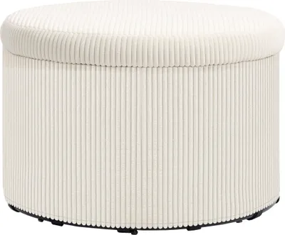 Image de HOMCOM Pouf avec espace de rangement Tabouret avec couvercle, pouf rond rembourré Tabouret de pied avec aspect velours côtelé pour salon, chambre à coucher 60 x 60 x 41 cm Beige