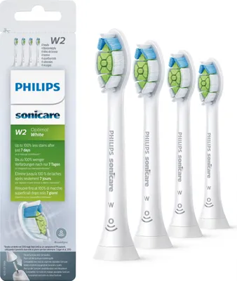 Produktbild von Philips Sonicare W2 Optimal White HX6064/10 Standard-Bürstenköpfe für Schallzahnbürste, 4 Stück(e), Weiß, Medium, Mehrfachpassung, 2 Jahr(e), 60 mm