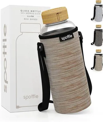 Produktbild von Famanu Glasflasche 1,5 Liter - Trinkflasche aus Glas mit Bambusdeckel
