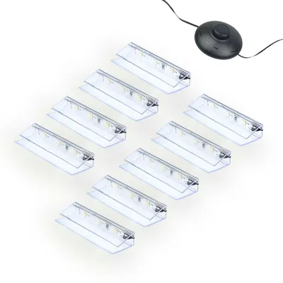 Produktbild von kalb | LED Glaskantenbeleuchtung Clip Set 3000K/5000K Transparent Plug & Play 9er Set kaltweiß