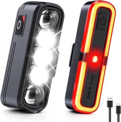 Obrázek produktu pro Sada LED světel na kolo, inteligentní zadní světlo s brzdovým světlem, USB-C