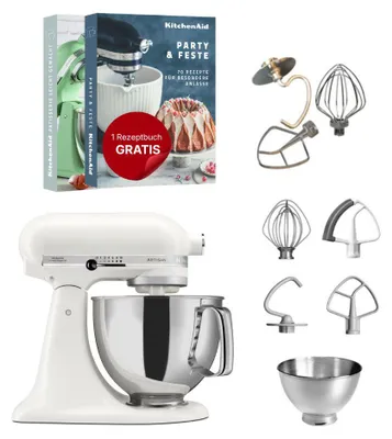 Produktbild von KitchenAid 4,8 L 5KSM175 Artisan Küchenmaschine inkl. TschimmHook Rührelemente Porcelain White