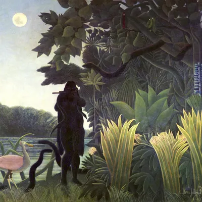 Produktbild von Plakat 50x50cm Der Schlangenbeschwörer, Rousseau Vintage für das Wohnzimmer