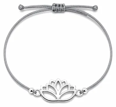 Produktbild von Lotus Armband Silber – Handgemachtes Makramee Armband Grau | Größenverstellbar |