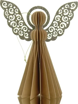 A decorative paper angel ornament.