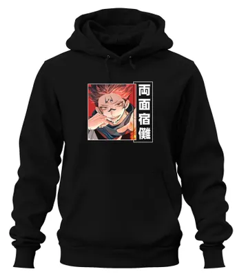 Obrázek produktu pro Jujutsu Kaisen 両面宿儺 Demon Anime Aesthetics Manga Flame Gift Uni mikina s kapucí, černá, XXL