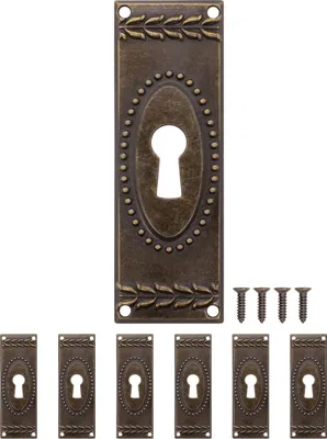 Produktbild von 'FUXXER® - 6x Antike Schlüssel-Schilder, Schloss-Rosetten, Schloss-Beschläge, Abdeckung für Schlösser'