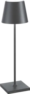 Image de Lampe de table LED Zafferano Poldina Pro gris foncé rechargeable dimmable autonomie jusqu'à 12 h IP65 usage extérieur