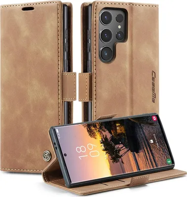 Produktbild von Hülle Samsung Galaxy S25 Ultra Handyhülle Klapphülle Tasche Etui Flip Case Hellbraun