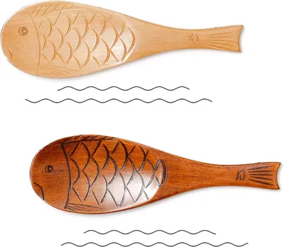 Produktbild von 2er-Pack Reislöffel aus Holz, Reislöffel zum Servieren, Küchen-Reisspatel aus Holz, leicht zu reinigende Reisschaufel, fischförmiger Holzlöffel