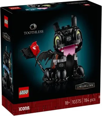 Produktbild von LEGO Icons Drachenzähmen Leicht Gemacht: Ohnezahn - Modellbau für Männer und Frauen - Bewegliche Drachenfigur mit Fisch & Plasmablast - Beweglicher Kopf, Kiefer, Schwanz und Flügel - Geschenk - 10375