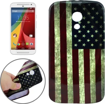 Produktbild von Schutzhülle Handytasche Etuis TPU für Handy Motorola Moto G2 Motiv Retro Fahne USA