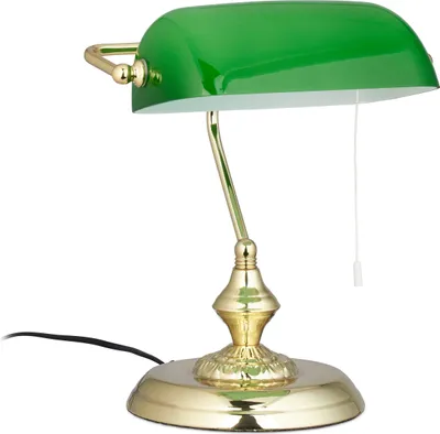 relaxdays Bankerlampe mit Zugschalter