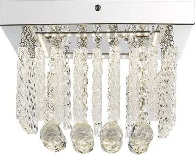 Produktbild von LED Deckenlampe, Chrom, Glasstäbe, Kristalle, quadratisch