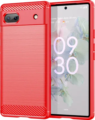 Produktbild von Google Pixel 6A Hülle, Carbon-Faser TPU Silikon Stoßfest Schutzhülle für Google Pixel 6A Rot
