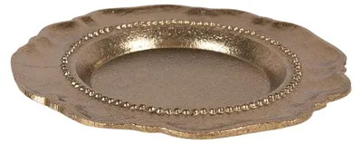 Imagen del producto de Clayre & Eef, plato decorativo, diámetro 20 cm, altura 2 cm, color dorado, aluminio