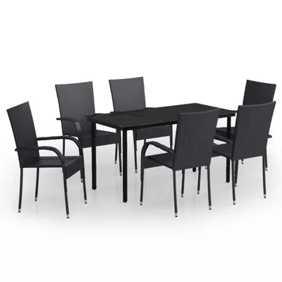 Image de vidaXL Ensemble de jardin 7 pièces noir