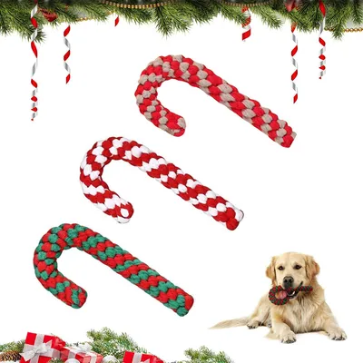Produktbild von 3Pcs Hunde Kauspielzeug, Hundespielzeug Seil,Weihnachts-Zuckerstangen-Seil, Hundeseilspielzeug, Weihnachten Hundespielzeug,Weihnachts Zuckerstange Seil,Weihnachten Hund Haustiere Kauen
