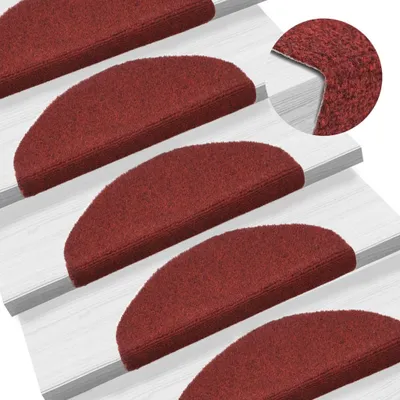 Produktbild von "2026 Promotion" 15-tlg Selbstklebende Treppenmatten Nadelvlies 65x21x4cm Rot - Stufenmatten CC155