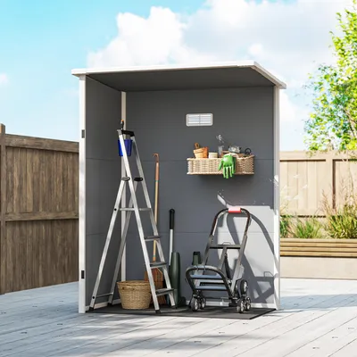 Produktbild von Outsunny Gerätehaus Kunststoff 1,14m² 151 x 92 x 193cm Geräteschuppen Grau