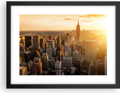 Produktbild von Gerahmtes Poster - Schwarzer Rahmen - New York Wolkenkratzer Manhattan - 40x30 cm - Wand Bild - Wanddeko - Wandbilder - Wandposter - Bilderrahmen - Bilder - Kunstdruck - Wandbild - P2BAA40x30-2672