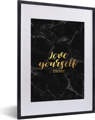 Produktbild von MuchoWow® Gerahmtes Poster Zitate - Liebe - Gold - Marmor 30x40 cm - Poster mit Schwarzem Bilderrahmen Wandposter Rahmen Foto Bilder - Wandposter Schlafzimmer