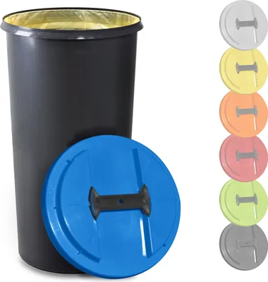 Produktbild von KUEFA BSC 60 Liter Müllsackständer, Mülleimer, Sammelbehälter mit Deckel und Befestigungsring für Gelben Sack (Blau)