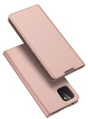 Imagen del producto de Funda tipo cartera Dux Ducis para iPhone 12 Mini, funda protectora con función de soporte y compartimento para tarjetas, color rosa