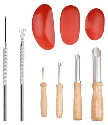 Produktbild von 9-teiliges Ton-Bildhauer-Werkzeugset mit Holzgriff