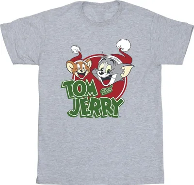 Produktbild von Tom And Jerry - "Christmas Hat Logo" T-Shirt für Herren BI47722 (L) (Grau)