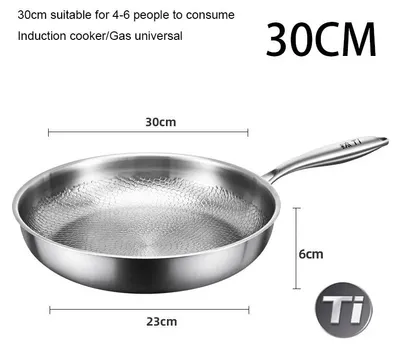 Immagine prodotto di Padella in titanio - 30 cm - Superficie antiaderente non rivestita - Resistente ai graffi - Struttura a squame di pesce martellata - Adatta per fornelli a gas e a induzione - Manico ergonomico e resistente al calore