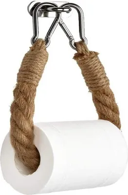 Produktbild von WC Papier Halterung mit Seil, Toilettenpapierhalter , SCHRAUBMONTAGE, WC Rollenhalter, Stanzen, silber