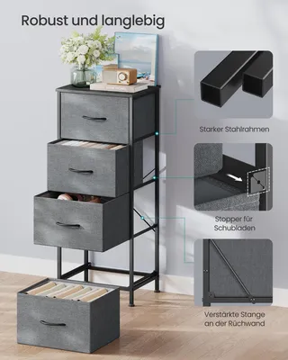 Produktbild von SONGMICS Kommode, Schrank, 4 Stoffschubladen, für Schlafzimmer, Flur, Wohnzimmer, grau