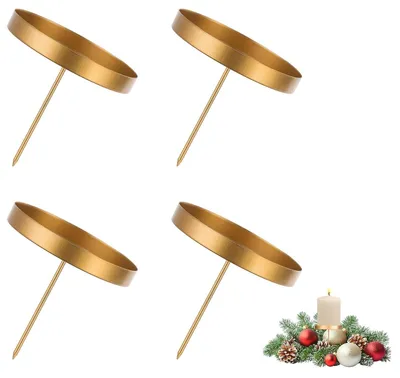 4er-Set Adventskranz-Kerzenhalter, gold, 8 cm, Metall