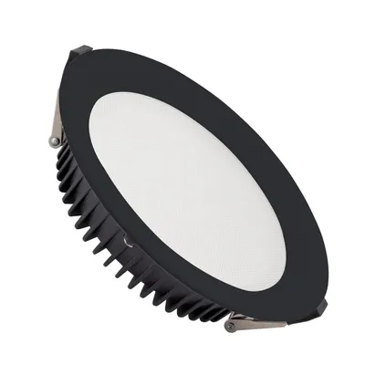 Produktbild von LED Downlight Einbaustrahler 40W Rund  Aero 130 lm/W Mikroprismatisch  Ausschnitt Ø 200 mm Schwarz 6000K Kaltweiß