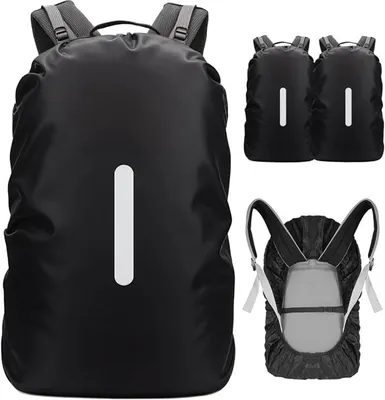 Produktbild von PolkaHome® 2er Set Wasserdichte Rucksack Regenhülle mit Reflektierendem Streifen (18-70L) inkl. Verstellbarer Anti-Rutsch-Gurt