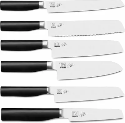 Immagine prodotto di Kai Tim Mälzer Kamagata Einsteigerset, Küchenmesser, 6 Messer + Tasche, Edelstahl, POM, 7-tlg., TMKSet
