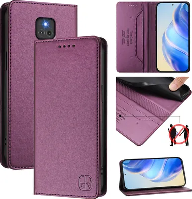 Produktbild von Lederhülle für Motorola Moto G Play 2021 Hülle Flip Brieftasche Kartenfächern Ständer Schutzhülle Lila