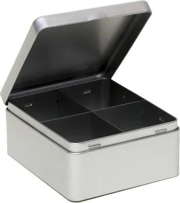 Produktbild von Teedose - silber - 4 Facher - Metall - 15 cm - silber