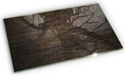 Produktbild von Grabkerze Untersetzer Glastafel Gummifüße Motiv - 52x30 cm - Holzstruktur