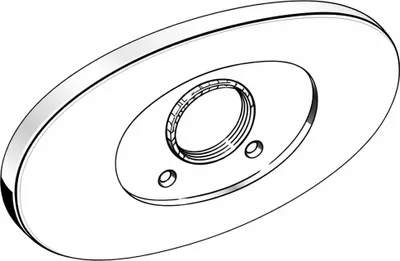 A product image of a chrome rosette for bathroom fixtures.