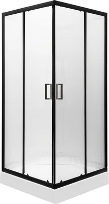Immagine prodotto di Cabina doccia 80X80X205 Cm/ 6Mm Con piatto doccia , Vetro scanalato , Nero Soho Sq Bl