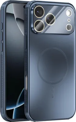 Image de Coque magnétique pour iPhone 17 Pro Max, coque mate PC+TPU avec protection des lentilles, coque résistante aux chocs avec dissipation thermique Bleue