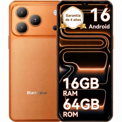 Imagen del producto de Blackview WAVE 7C de 2026, teléfono móvil sin contrato, pantalla de 6.56", Android 16, 16GB de RAM + 64GB de almacenamiento interno / 2TB con tarjeta TF, reconocimiento facial, batería de 5000mAh, cámara de 32MP, doble SIM, WiFi 5,  IP54