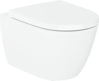Produktbild von LAUFEN Wand-WC Set LIDA Tiefspüler ohne Spülrand weiß glänzend mit Silent flush Spültechnik und WC-Sitz mit Absenkautoma