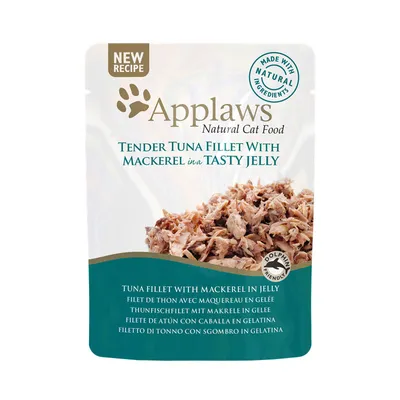 Produktbild von APPLAWS Tuna Fillet with Mackerel in Jelly - nassfutter für Katzen - 70g