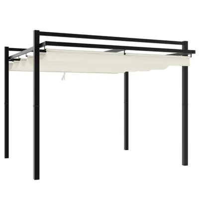 Immagine prodotto di vidaXL Padiglione da giardino con tetto estensibile crema 3x3 m in alluminio