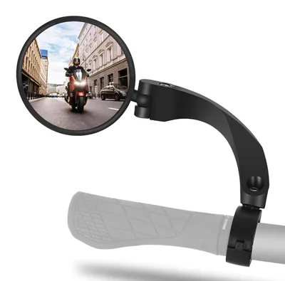 Productafbeelding van Fietsspiegel links - Voor stuur 18-26 mm - HD convex glas - Zwart