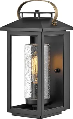 Produktbild von Außenleuchte Wand Glas 35,5 cm hoch IP44 Schwarz E27 eckig Vintage Außenwandlampe