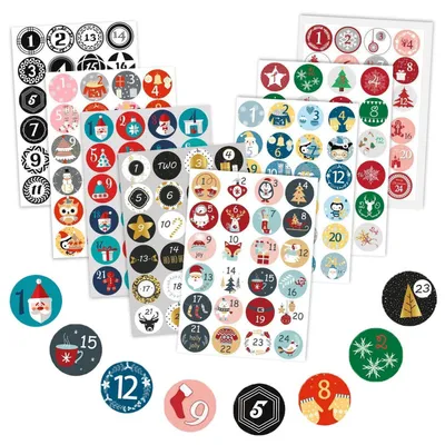 Immagine prodotto di Adesivi con numeri per l'avvento, 8 set da 24 adesivi ciascuno, ideali per creare e decorare